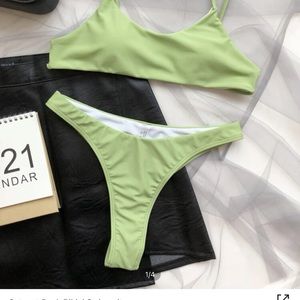 Green machine thong bikini never worn size large